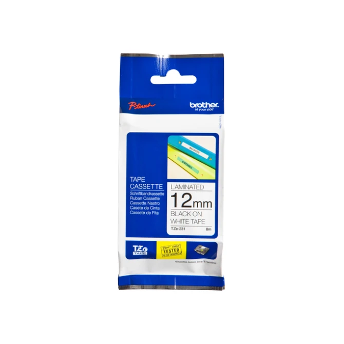 Labeltape Brother P-touch TZe-231 standaard 12mm zwart op wit