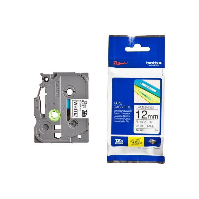 Labeltape Brother P-touch TZe-231 standaard 12mm zwart op wit