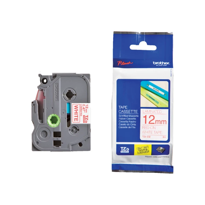 Labeltape Brother P-touch TZe-232 standaard 12mm rood op wit