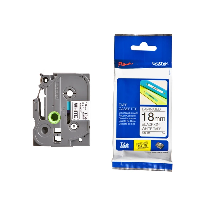 Labeltape Brother P-touch TZe-241 standaard 18mm zwart op wit