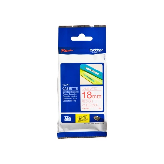 Labeltape Brother P-touch TZe-242 standaard 18mm rood op wit