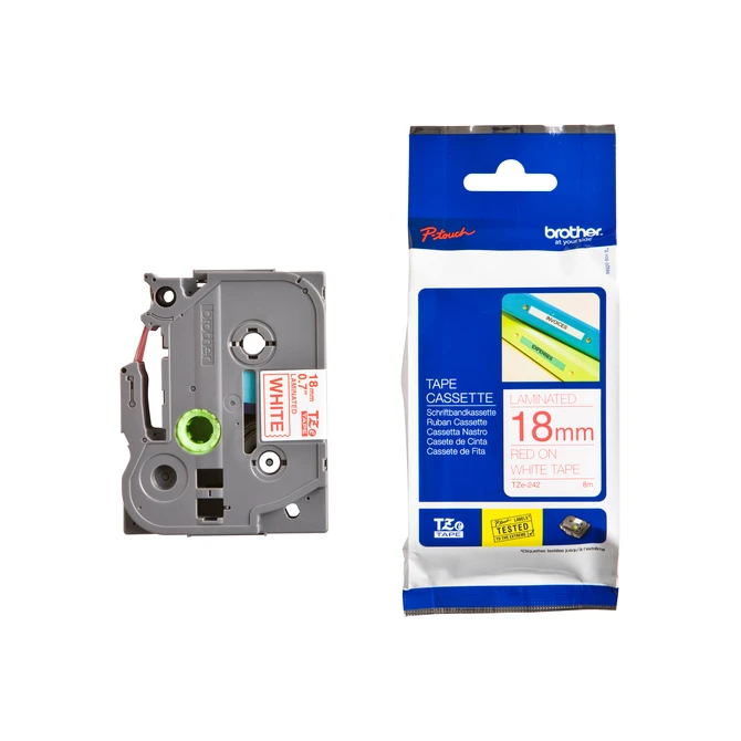 Labeltape Brother P-touch TZe-242 standaard 18mm rood op wit