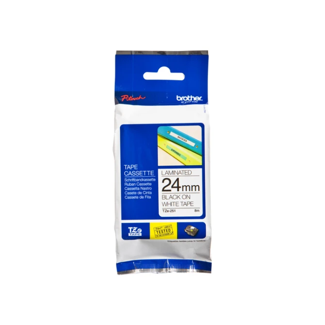 Labeltape Brother P-touch TZe-251 standaard 24mm zwart op wit