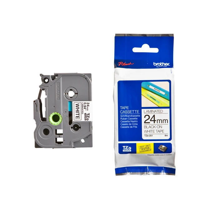 Labeltape Brother P-touch TZe-251 standaard 24mm zwart op wit
