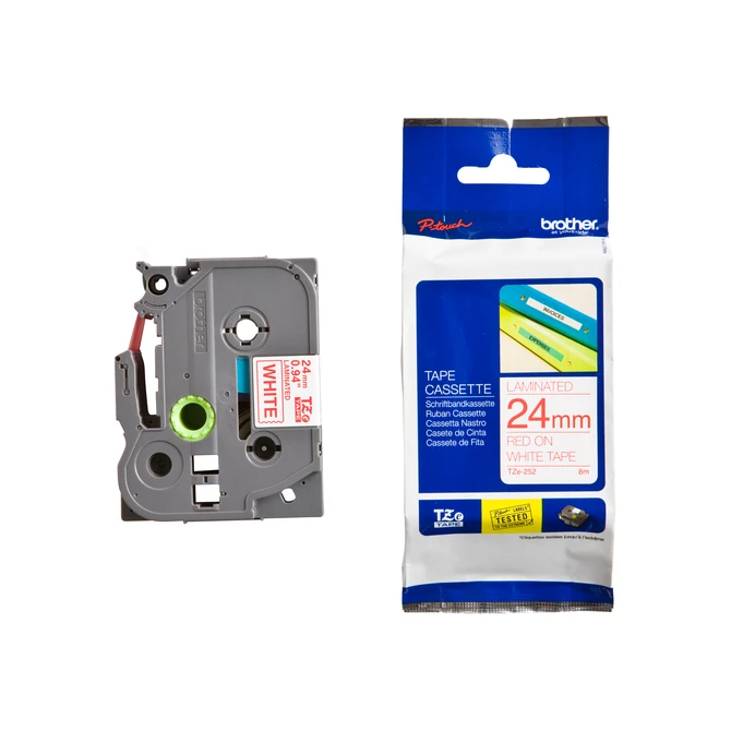 Labeltape Brother P-touch TZe-252 standaard 24mm rood op wit