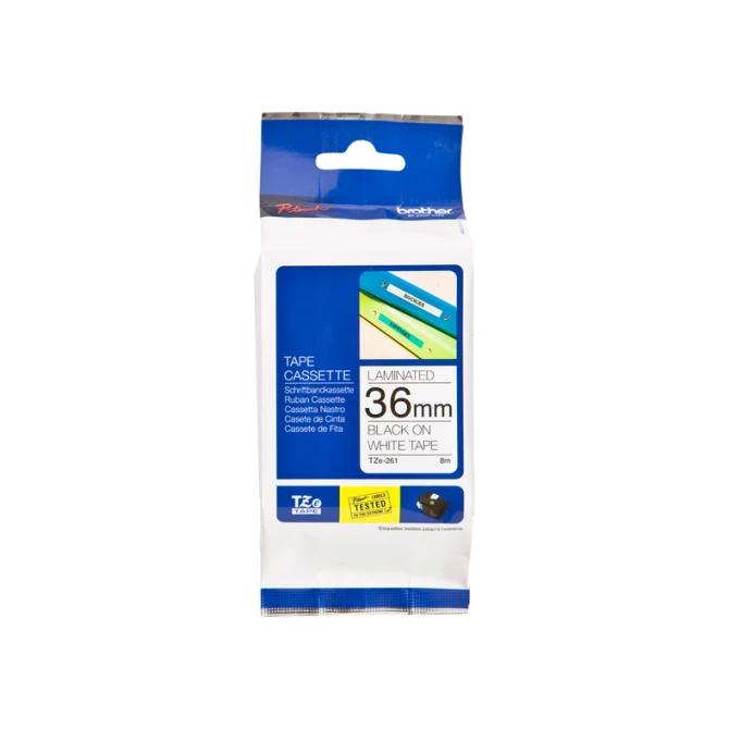 Labeltape Brother P-touch TZe-261 standaard 36mm zwart op wit