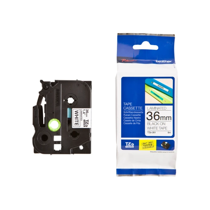 Labeltape Brother P-touch TZe-261 standaard 36mm zwart op wit