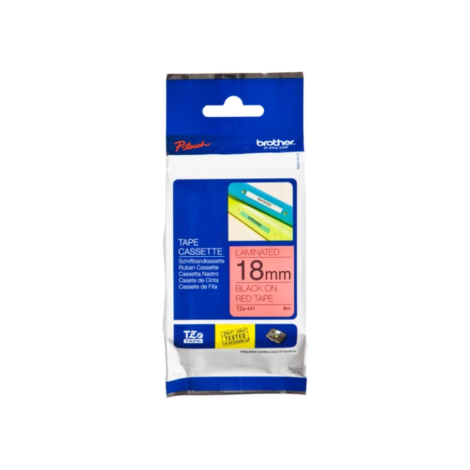 Labeltape Brother P-touch TZe-441 standaard 18mm zwart op rood