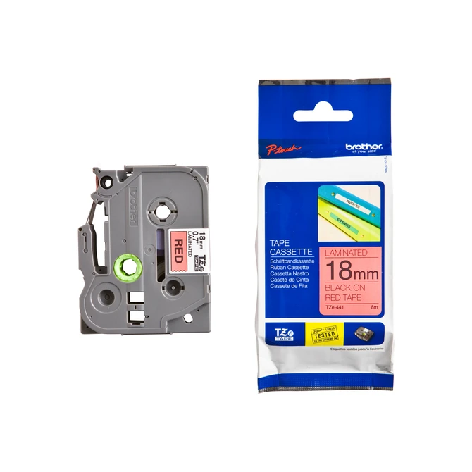 Labeltape Brother P-touch TZe-441 standaard 18mm zwart op rood
