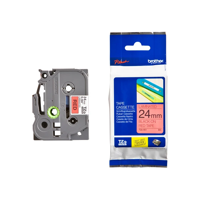 Labeltape Brother P-touch TZe-451 standaard 24mm zwart op rood