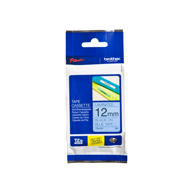 Labeltape Brother P-touch TZe-531 standaard 12mm zwart op blauw