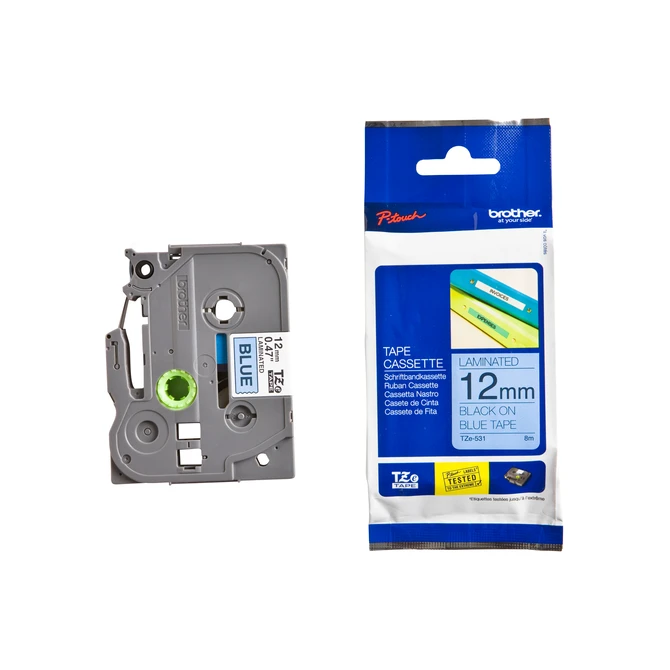 Labeltape Brother P-touch TZe-531 standaard 12mm zwart op blauw