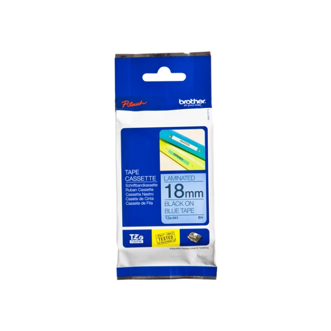 Labeltape Brother P-touch TZe-541 standaard 18mm zwart op blauw