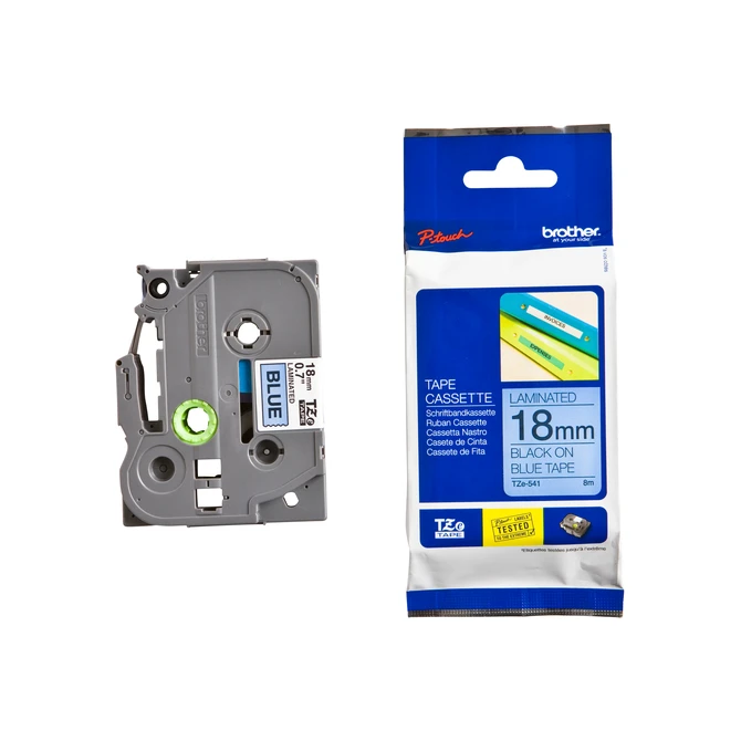 Labeltape Brother P-touch TZe-541 standaard 18mm zwart op blauw