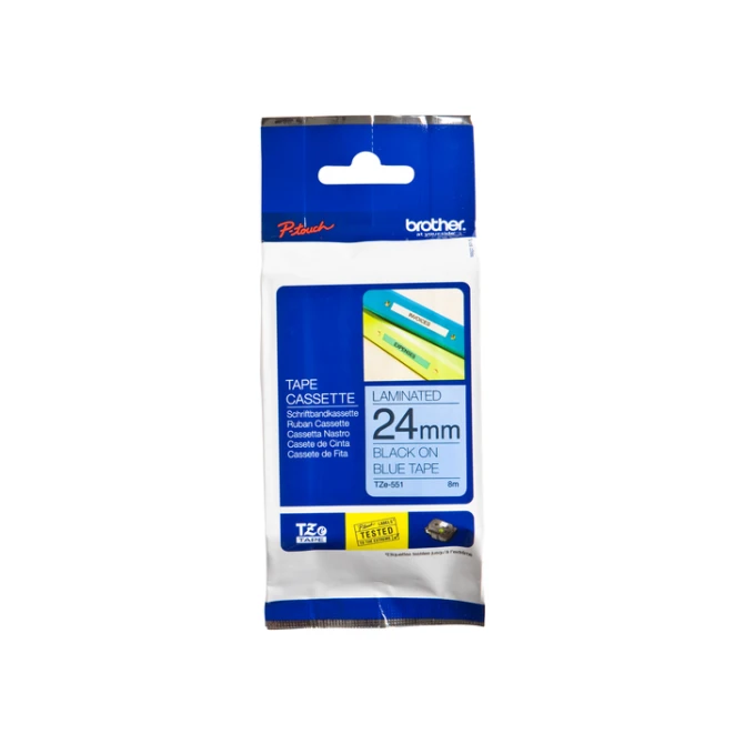 Labeltape Brother P-touch TZe-551 standaard 24mm zwart op blauw