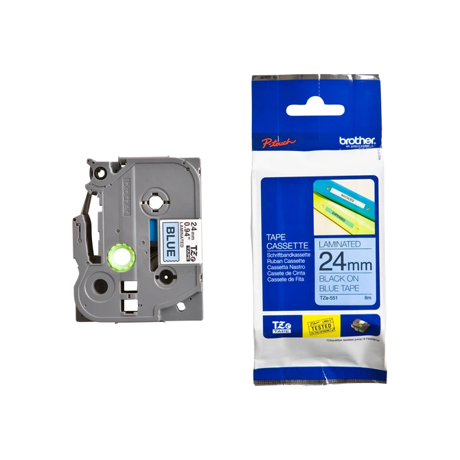 Labeltape Brother P-touch TZe-551 standaard 24mm zwart op blauw