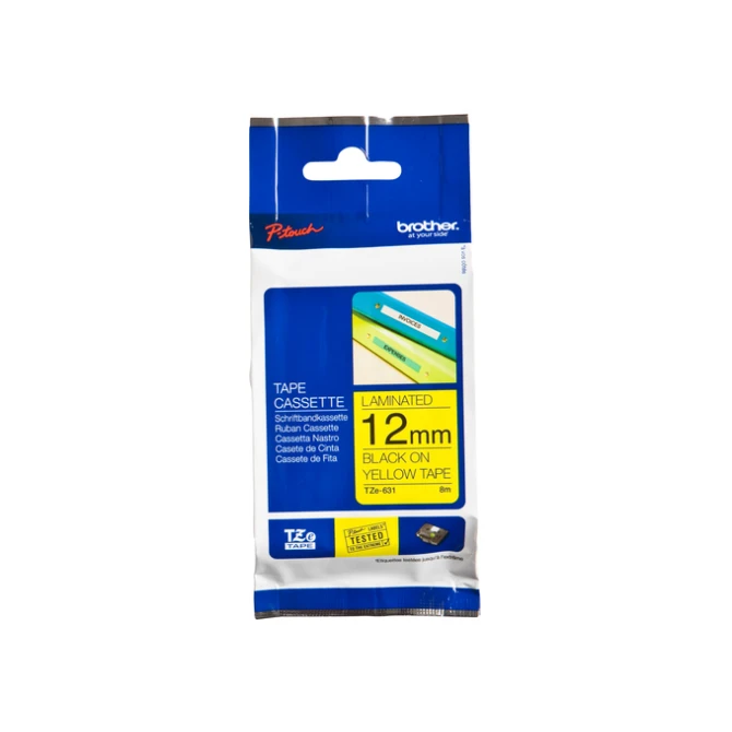 Labeltape Brother P-touch TZe-631 standaard 12mm zwart op geel