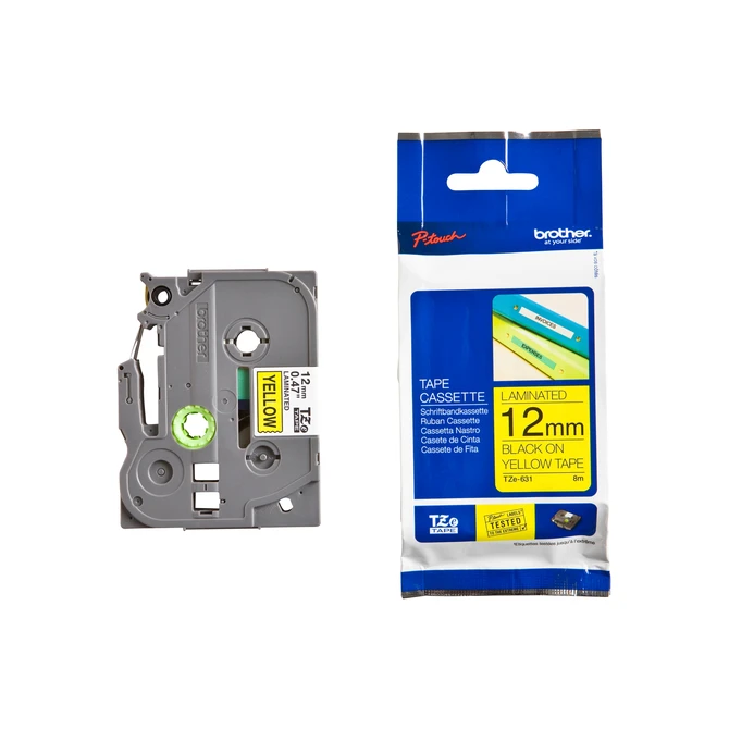 Labeltape Brother P-touch TZe-631 standaard 12mm zwart op geel