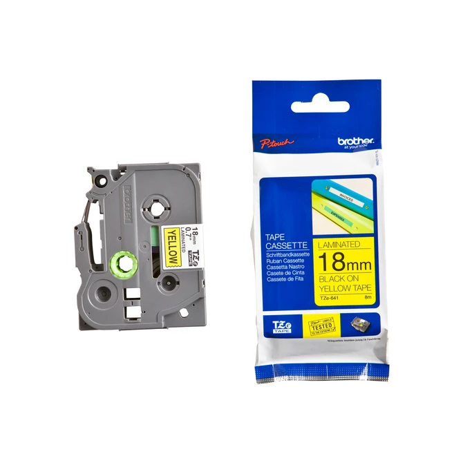 Labeltape Brother P-touch TZe-641 standaard 18mm zwart op geel