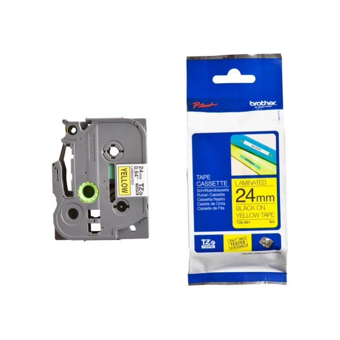 Labeltape Brother P-touch TZe-651 standaard 24mm zwart op geel