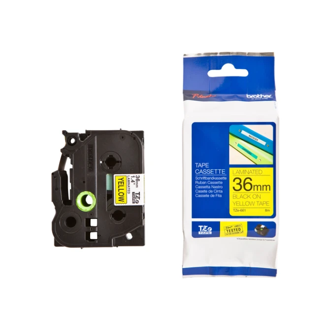 Labeltape Brother P-touch TZe-661 standaard 36mm zwart op geel