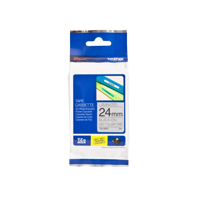 Labeltape Brother P-touch TZe-M951 metallic 24mm zwart op zilver