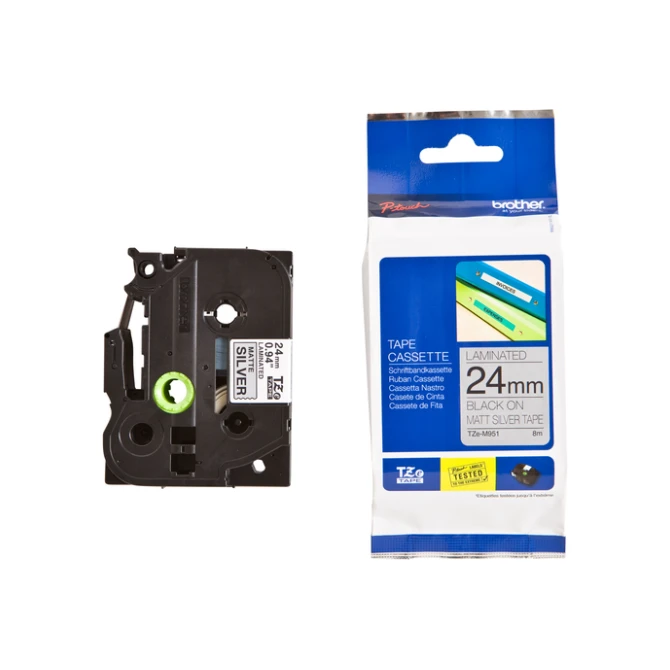 Labeltape Brother P-touch TZe-M951 metallic 24mm zwart op zilver