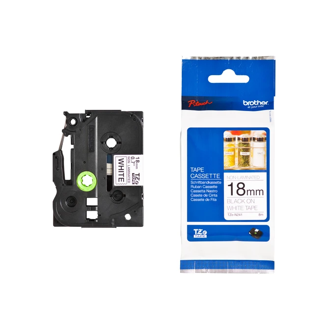 Labeltape Brother P-touch TZe-N241 ongelamineerd 18mm zwart op wit