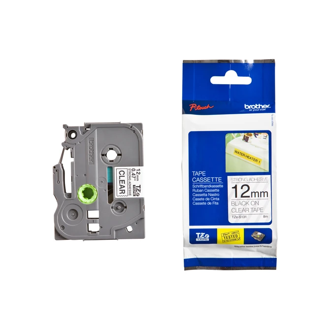 Labeltape Brother P-touch TZe-S231 extra sterk klevend 12mm zwart op wit