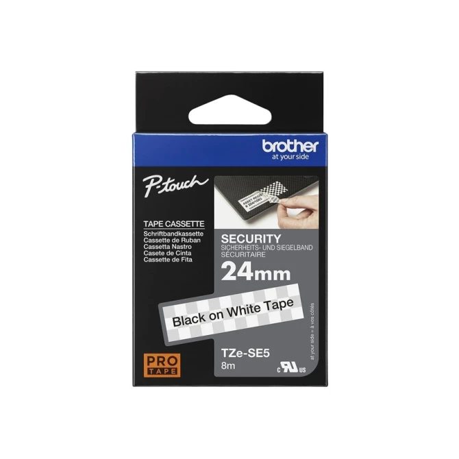 Labeltape Brother P-touch TZe-SE5 veiligheidstape 24mm zwart op wit