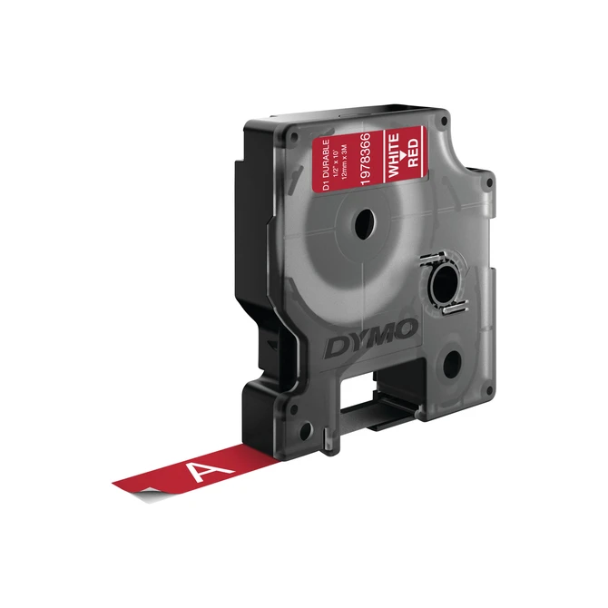 Labeltape Dymo LabelManager D1 polyester 12mm wit op rood