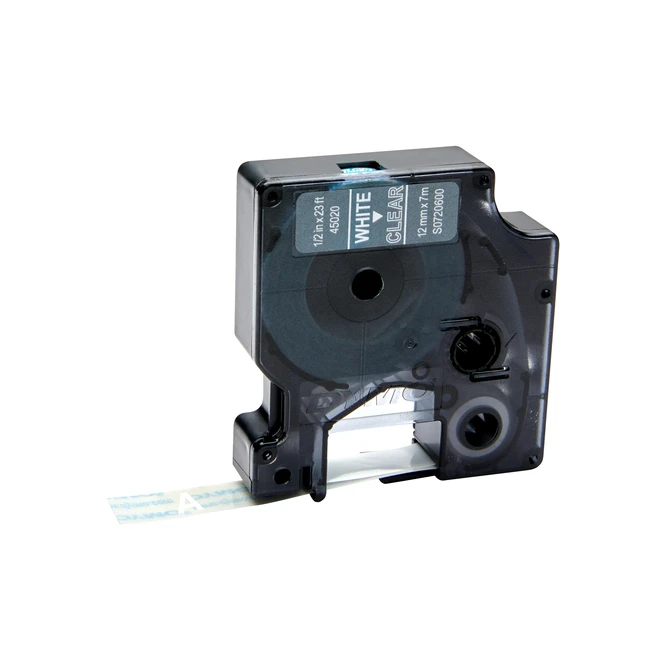Labeltape Dymo LabelManager D1 polyester 12mm wit op transparant