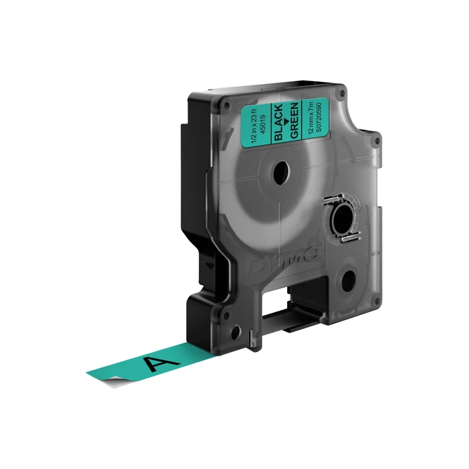 Labeltape Dymo LabelManager D1 polyester 12mm zwart op groen