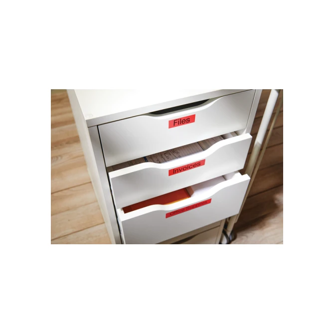 Labeltape Dymo LabelManager D1 polyester 12mm zwart op rood