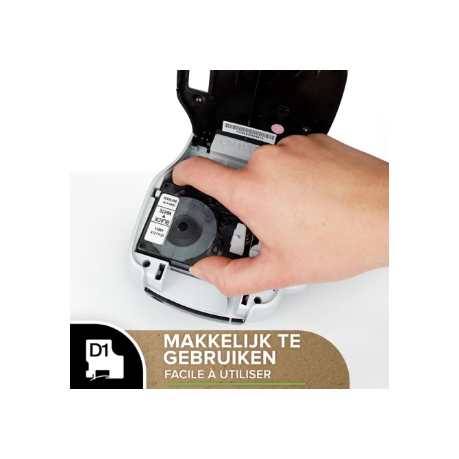 Labeltape Dymo LabelManager D1 polyester 12mmx7m wit op zwart  20 stuks