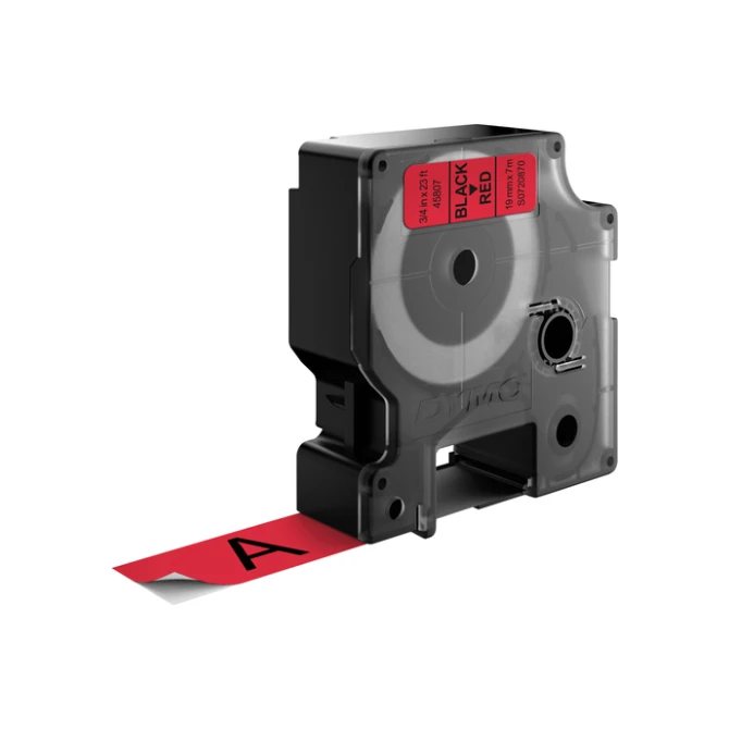 Labeltape Dymo LabelManager D1 polyester 19mm zwart op rood
