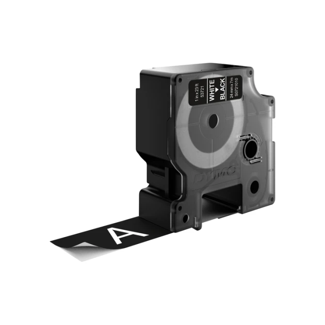 Labeltape Dymo LabelManager D1 polyester 24mm wit op zwart