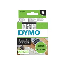 Labeltape Dymo LabelManager D1 polyester 6mm zwart op wit