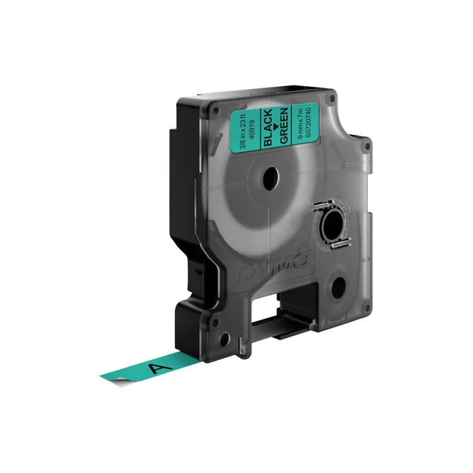 Labeltape Dymo LabelManager D1 polyester 9mm zwart op groen