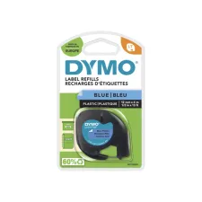 Labeltape Dymo LetraTag plastic 12mm zwart op blauw