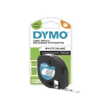 Labeltape Dymo LetraTag plastic 12mm zwart op wit
