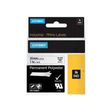 Labeltape Dymo Rhino industrieel polyester 24mm zwart op wit