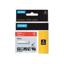 Labeltape Dymo Rhino industrieel vinyl 12mm wit op rood