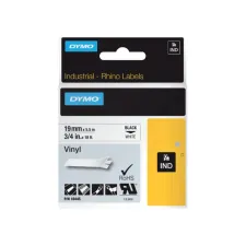 Labeltape Dymo Rhino industrieel vinyl 19mm zwart op wit