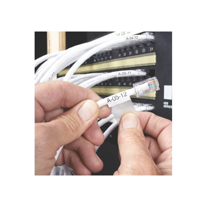 Labeltape Dymo XTL kabelwikkel 21mm zwart op wit
