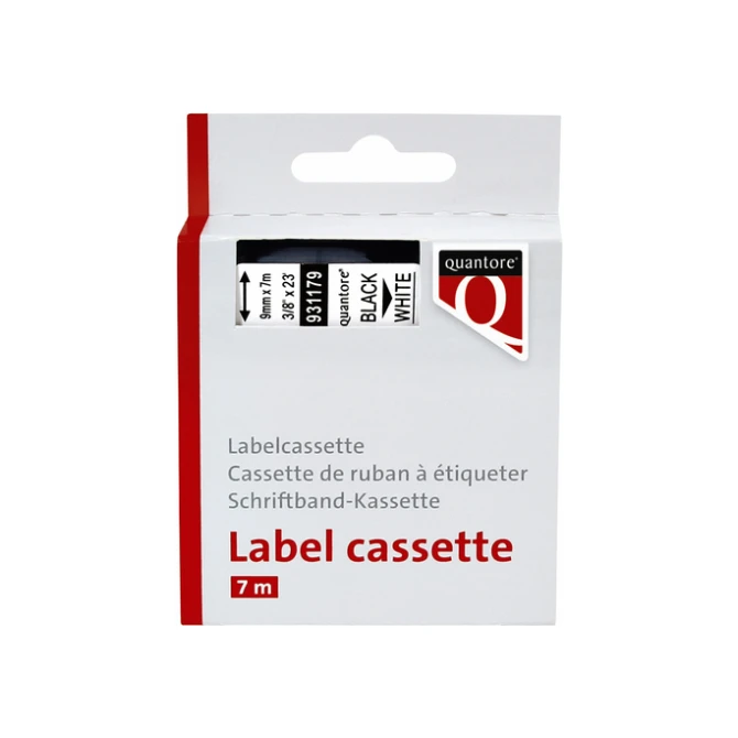 Labeltape Quantore 40913 9mmx7m zwart op wit
