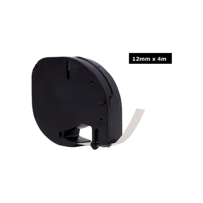 Labeltape Quantore 91201 12mmx4m kunststof zwart op wit
