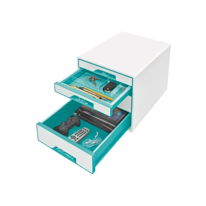 Ladenblok Leitz WOW 4 laden wit/ijsblauw