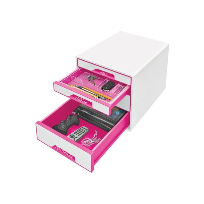 Ladenblok Leitz WOW 4 laden wit/roze