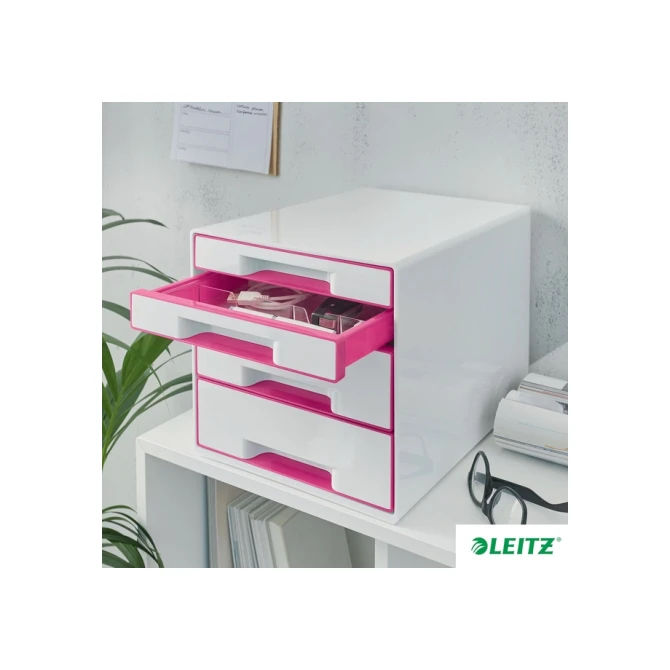 Ladenblok Leitz WOW 4 laden wit/roze